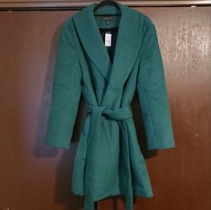 NWT Ann Taylor Shawl Collar Belted Coat - Fresh Evergreen